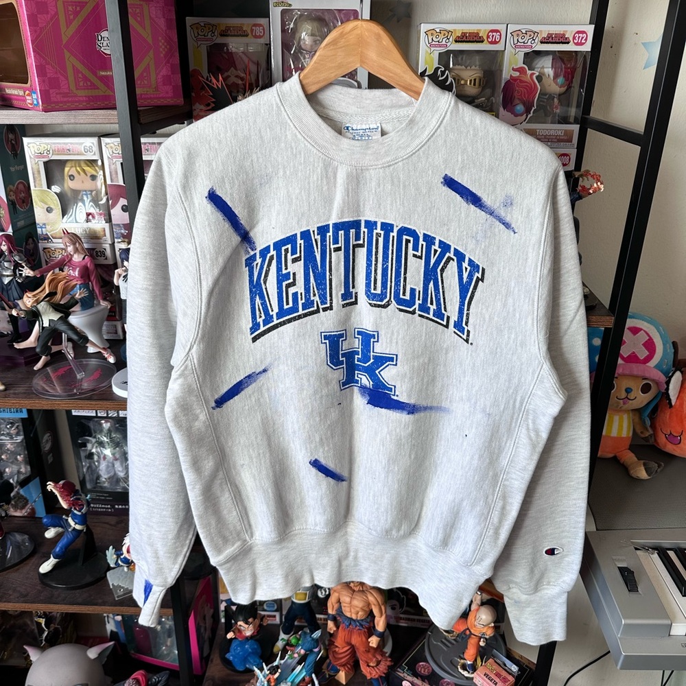 Vintage Champion Reverse Weave Grey Blue Kentucky Crewneck Men’s S